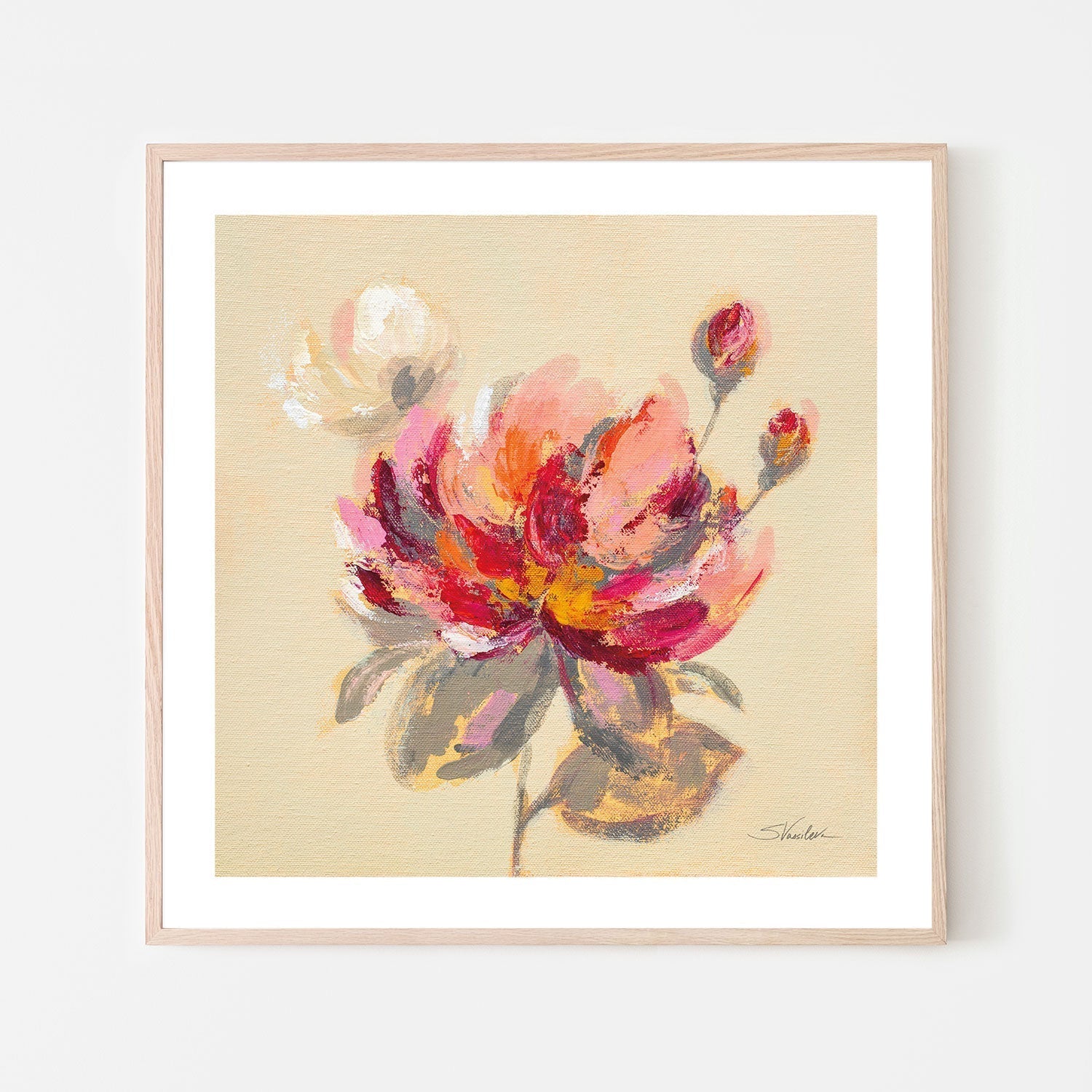 wall-art-print-canvas-poster-framed-Blooming Red Peony , By Silvia Vassileva-GIOIA-WALL-ART