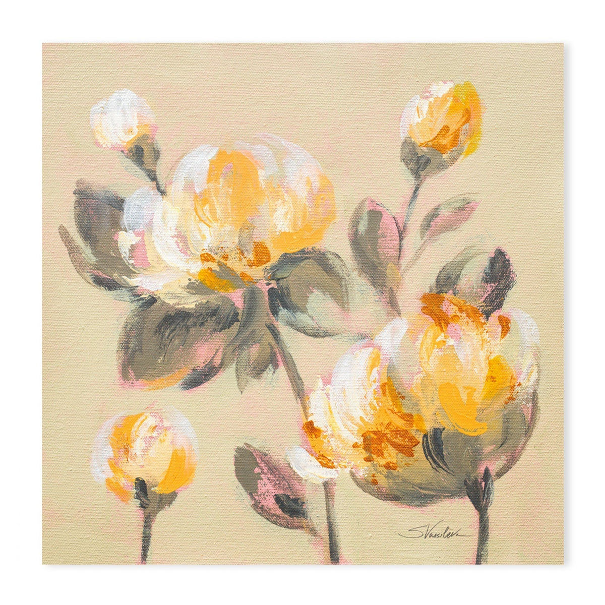 wall-art-print-canvas-poster-framed-Blooming Yellow Peonies , By Silvia Vassileva-GIOIA-WALL-ART