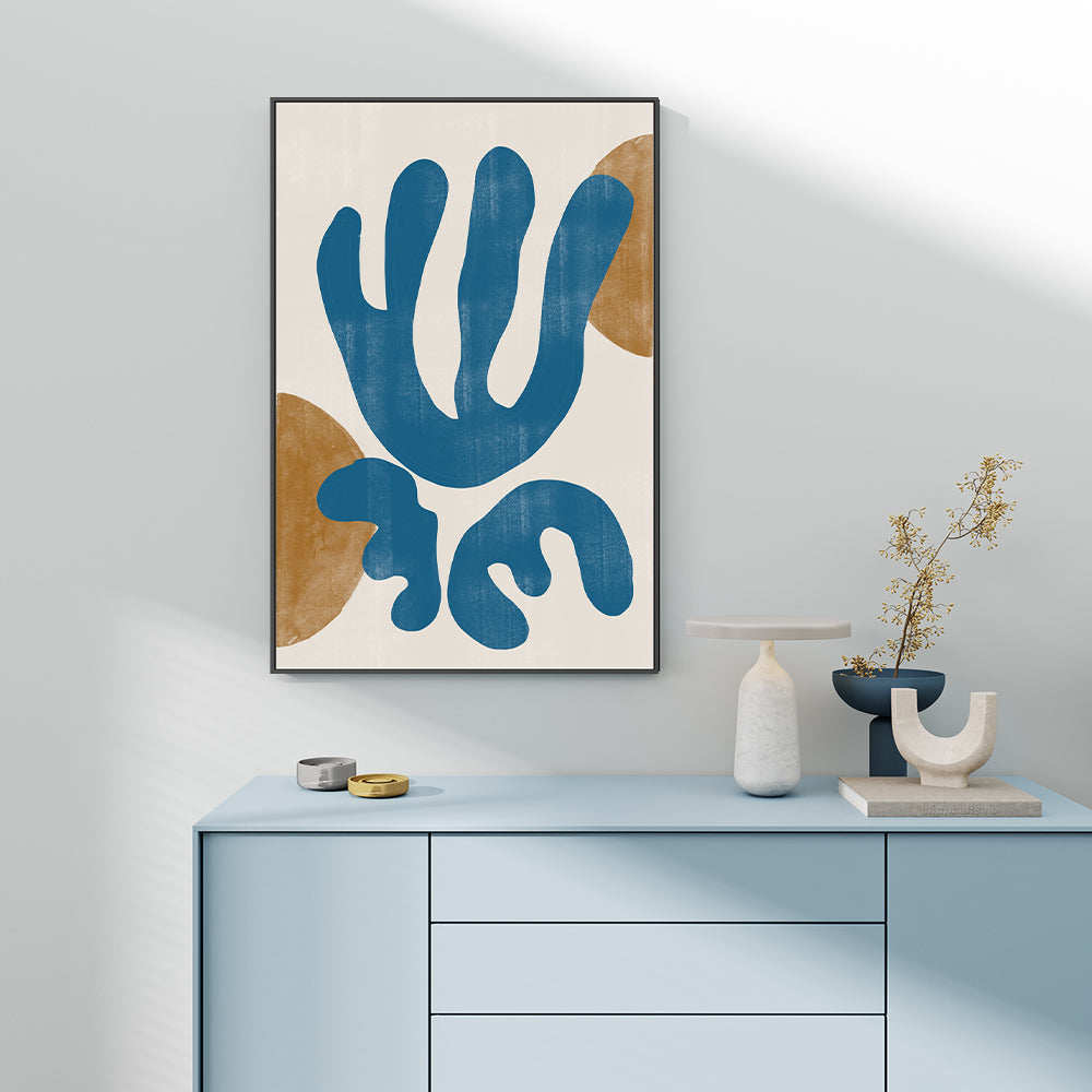 wall-art-print-canvas-poster-framed-Blue Abstract Coral, Style B-GIOIA-WALL-ART