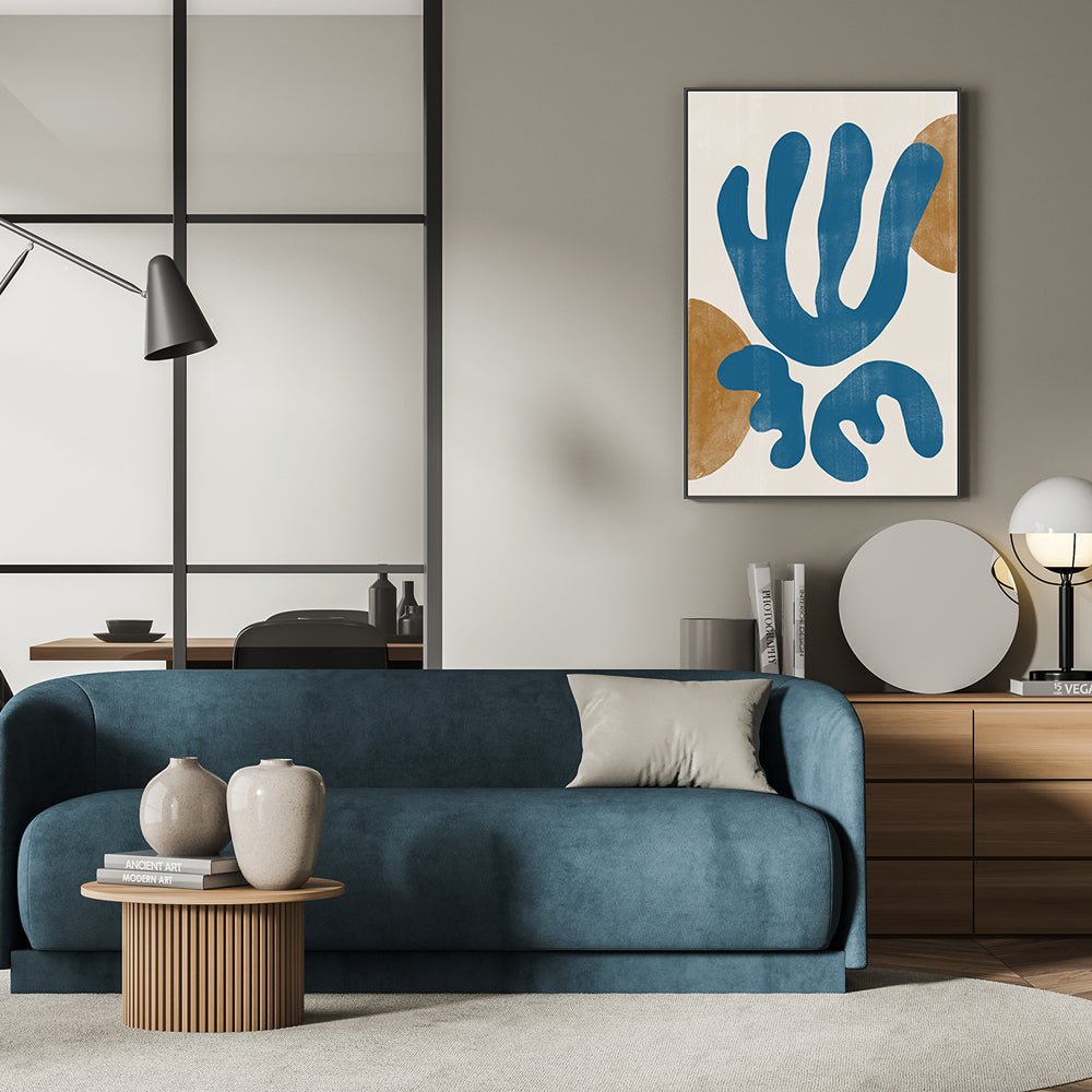 wall-art-print-canvas-poster-framed-Blue Abstract Coral, Style B-GIOIA-WALL-ART