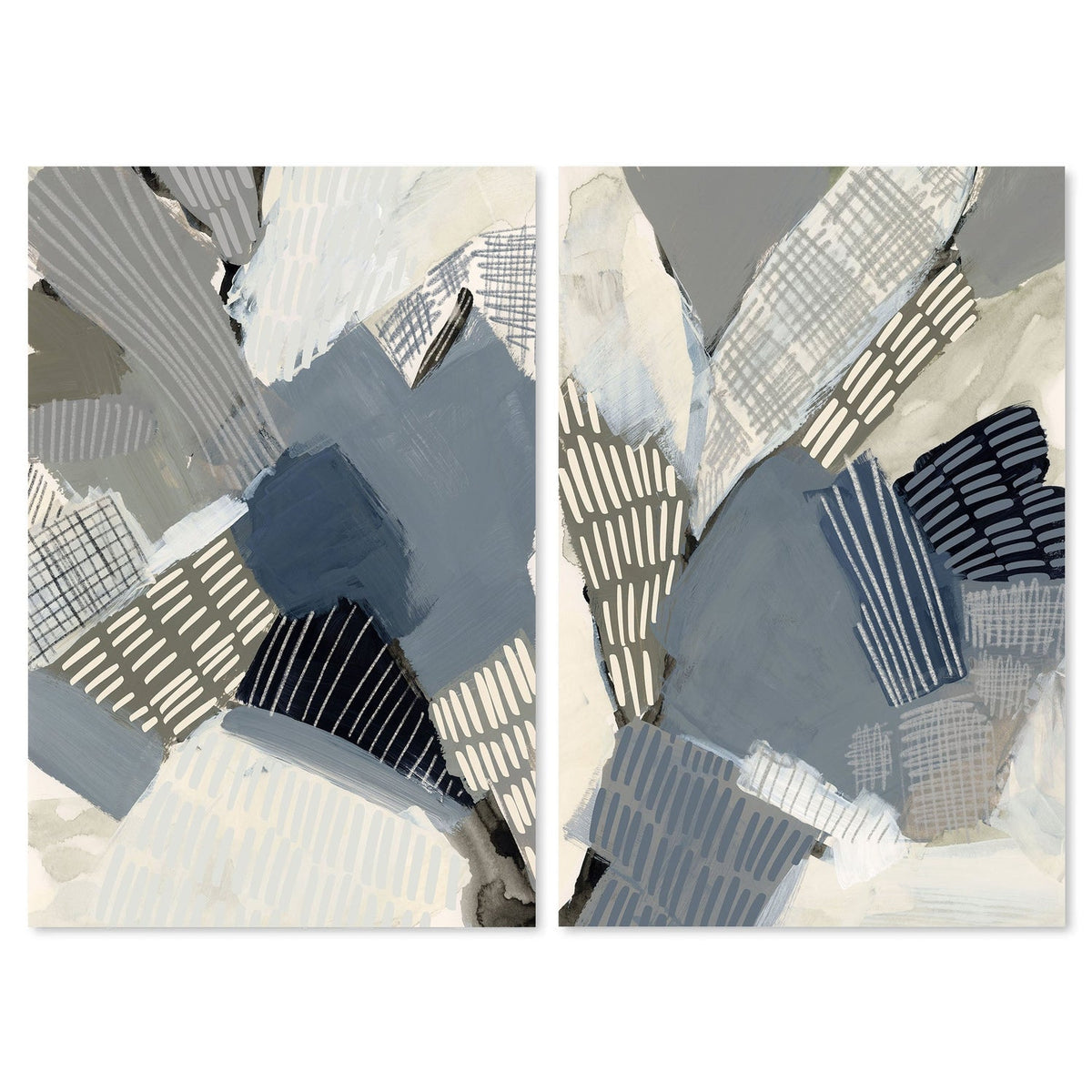 wall-art-print-canvas-poster-framed-Blue And Grey Abstract, Set Of 2-by-Emily Wood-Gioia Wall Art