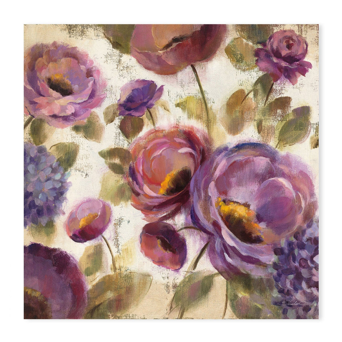 wall-art-print-canvas-poster-framed-Blue and Purple Flower Song, Style A-by-Silvia Vassileva-Gioia Wall Art