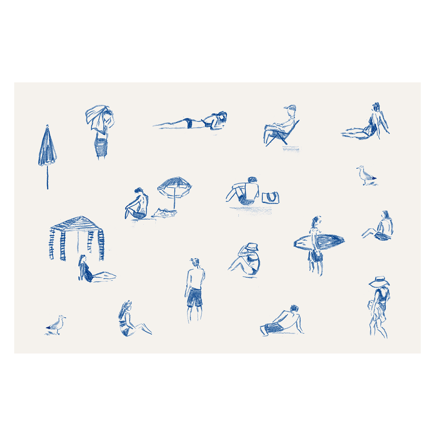 wall-art-print-canvas-poster-framed-Blue Beach People Landscape , By Cass Deller-1