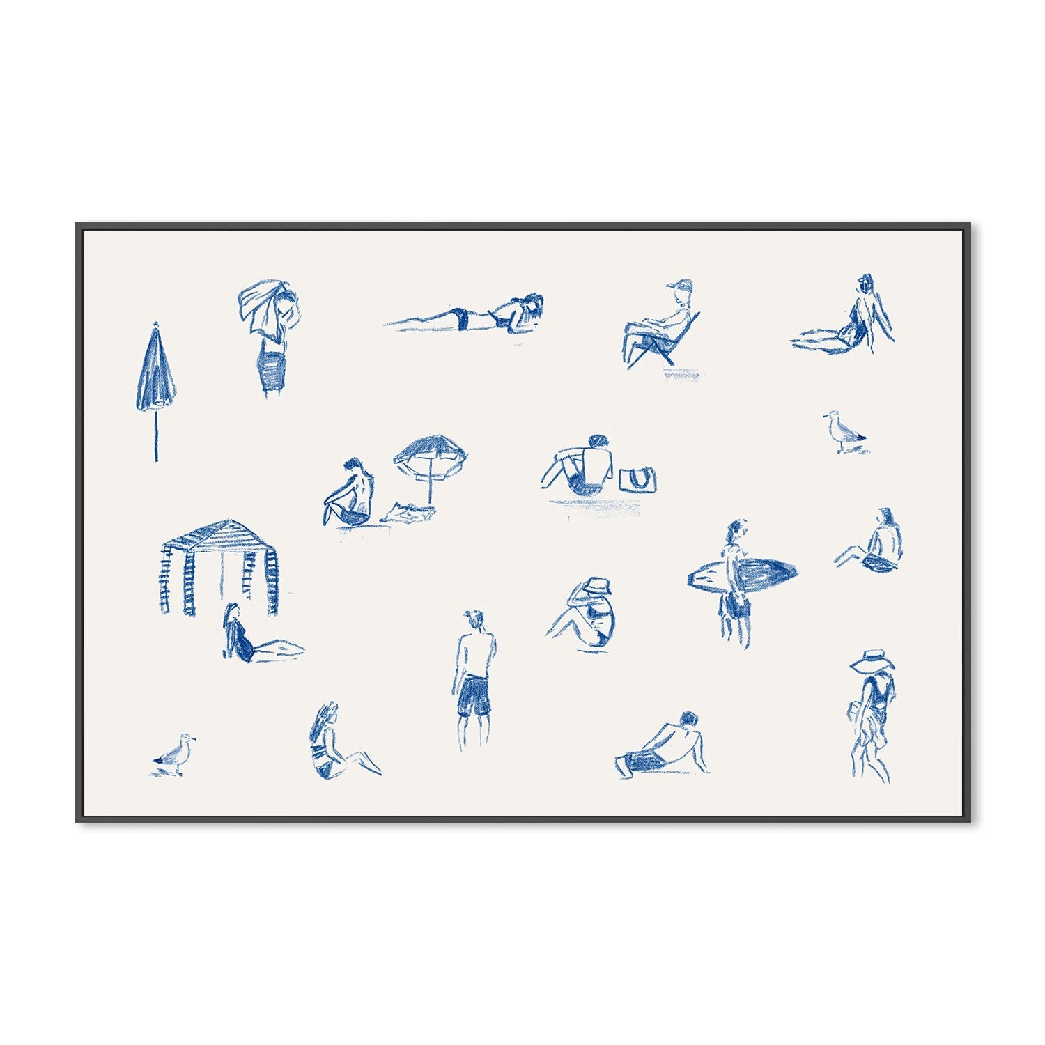 wall-art-print-canvas-poster-framed-Blue Beach People Landscape , By Cass Deller-3