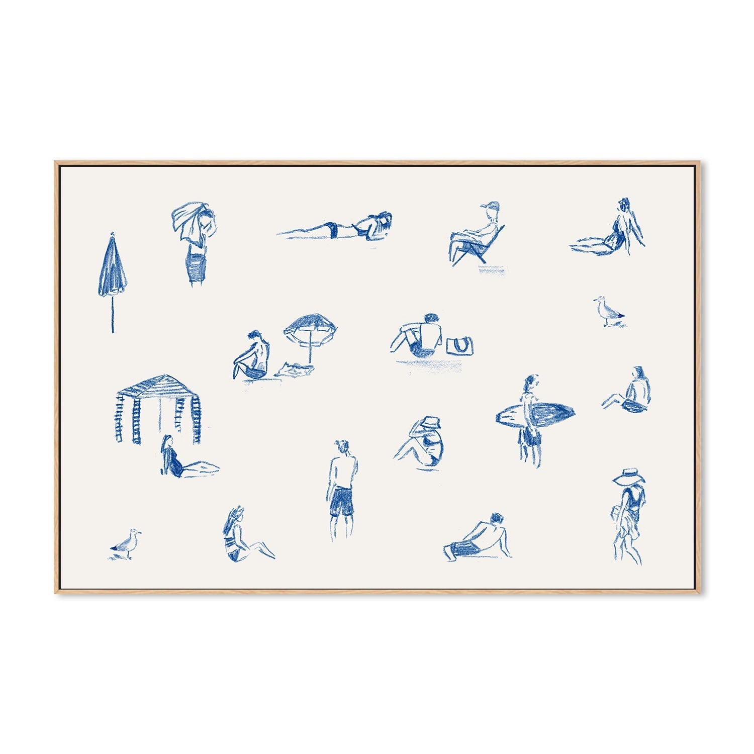 wall-art-print-canvas-poster-framed-Blue Beach People Landscape , By Cass Deller-4