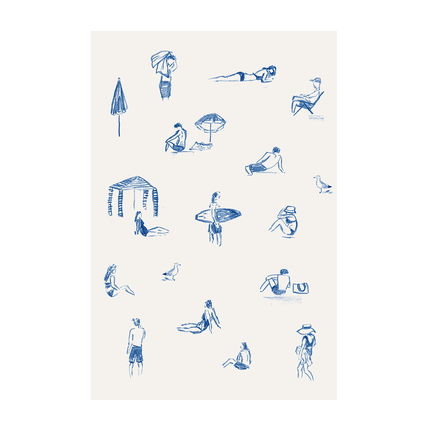 wall-art-print-canvas-poster-framed-Blue Beach People Portrait , By Cass Deller-1