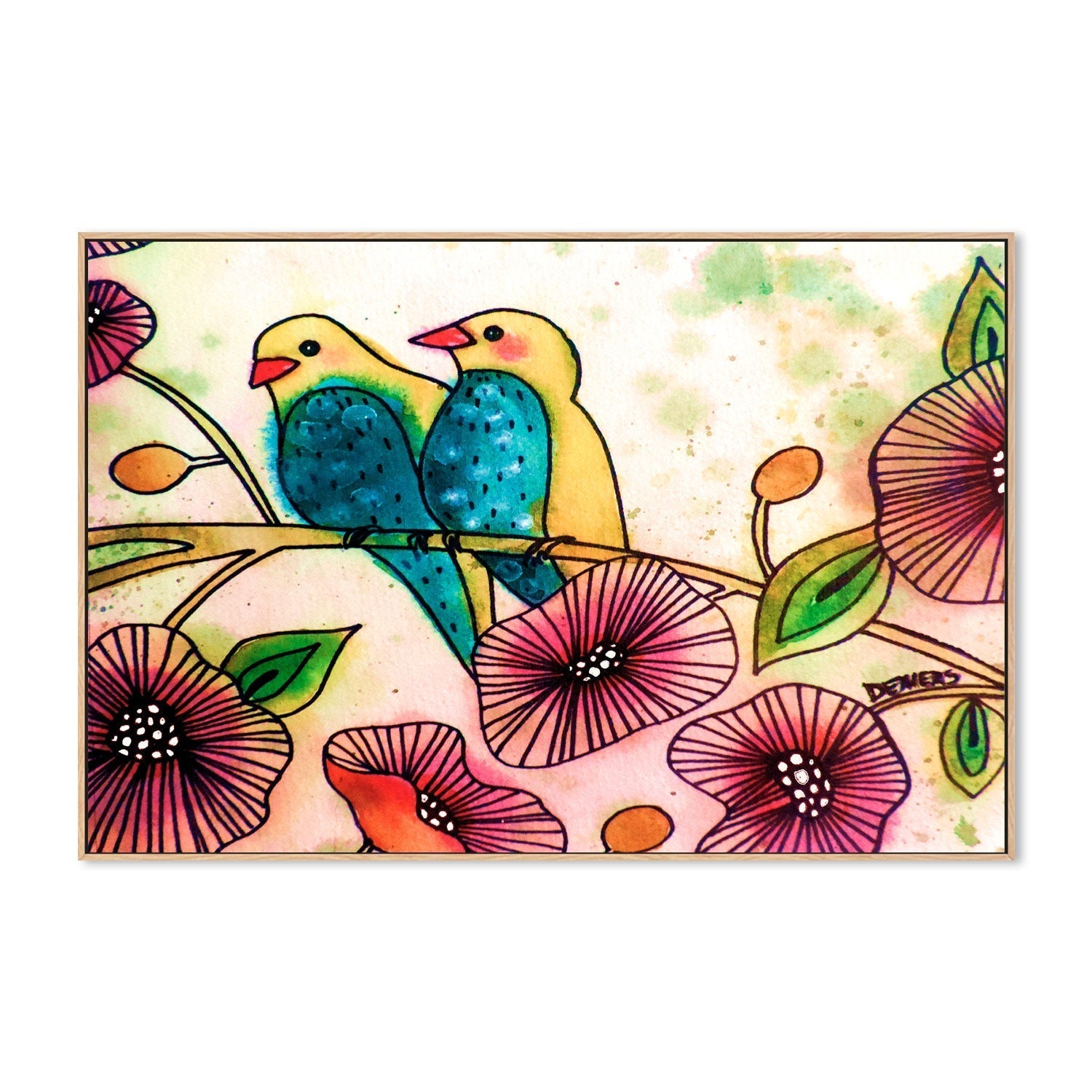 wall-art-print-canvas-poster-framed-Blue Belly Birds-GIOIA-WALL-ART