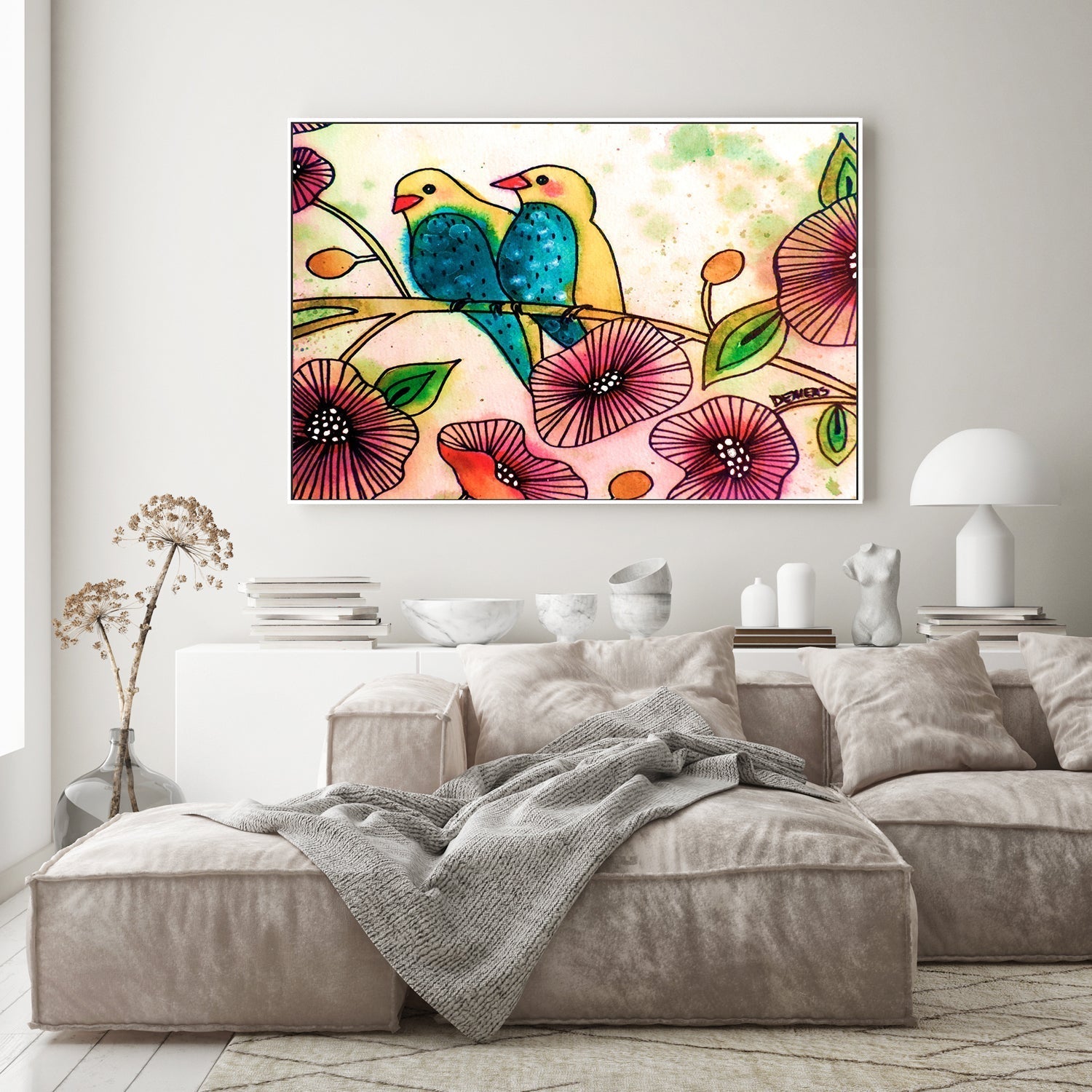 wall-art-print-canvas-poster-framed-Blue Belly Birds-GIOIA-WALL-ART
