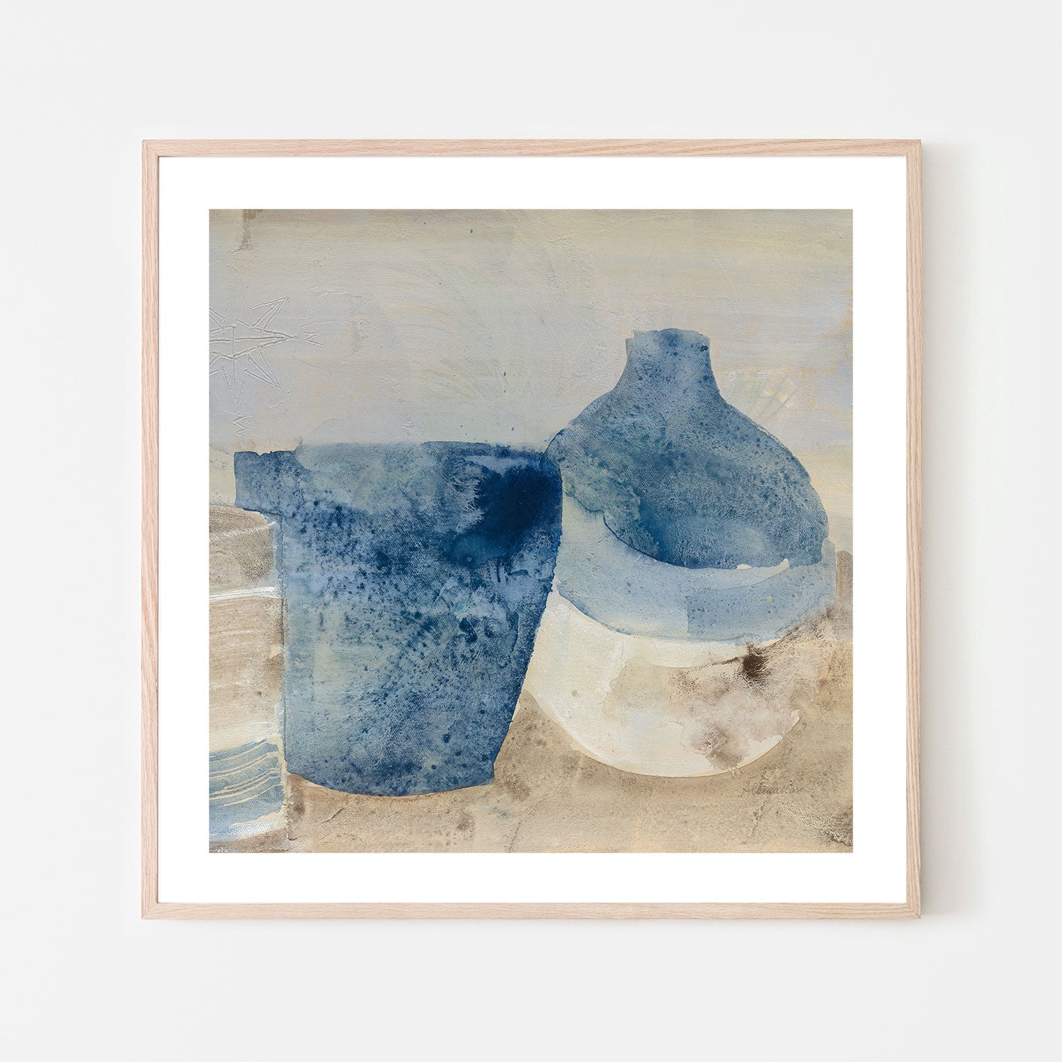 wall-art-print-canvas-poster-framed-Blue Ceramic Pots, Style A , By Albena Hristova-GIOIA-WALL-ART