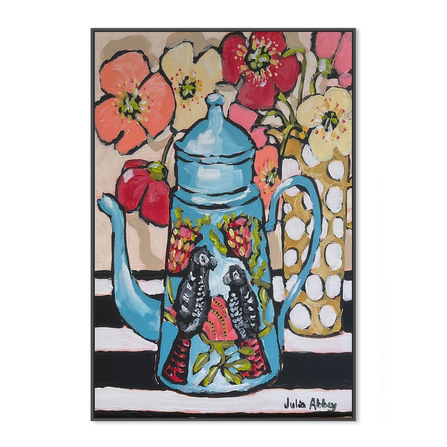 wall-art-print-canvas-poster-framed-Blue Coffee Pot , By Julia Abbey-3