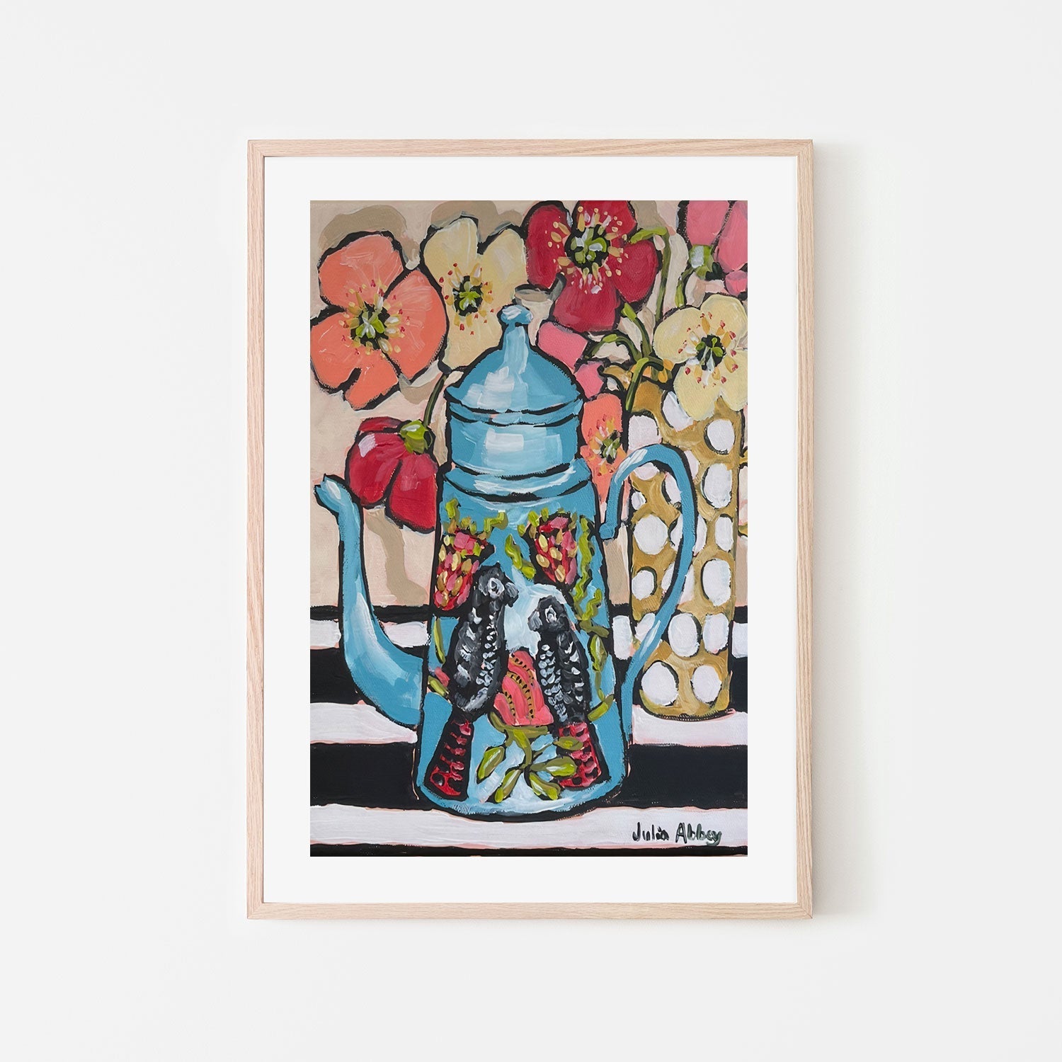wall-art-print-canvas-poster-framed-Blue Coffee Pot , By Julia Abbey-6