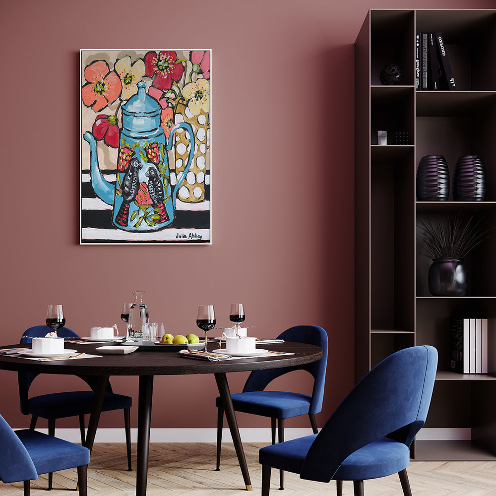 wall-art-print-canvas-poster-framed-Blue Coffee Pot , By Julia Abbey-7