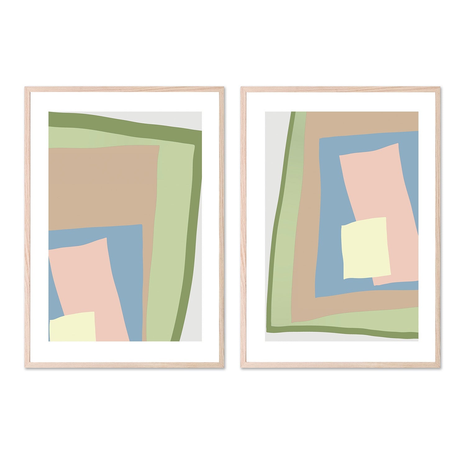 wall-art-print-canvas-poster-framed-Blue Cut Out, Style A & B, Set Of 2 , By JL Design-6