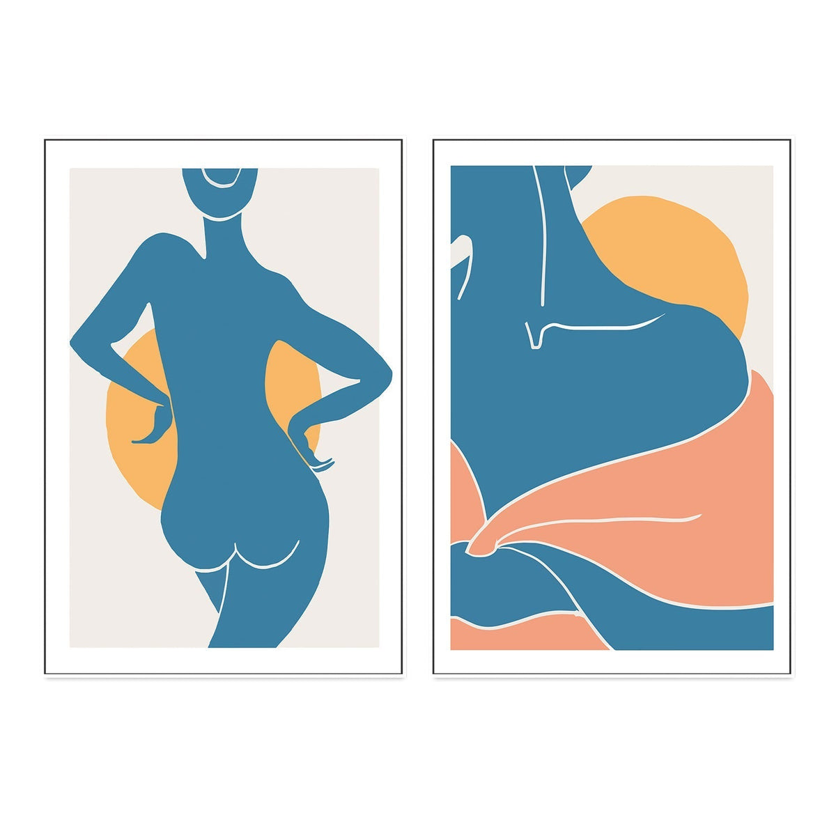 wall-art-print-canvas-poster-framed-Blue Divine Woman, Style A & B, Set Of 2-GIOIA-WALL-ART