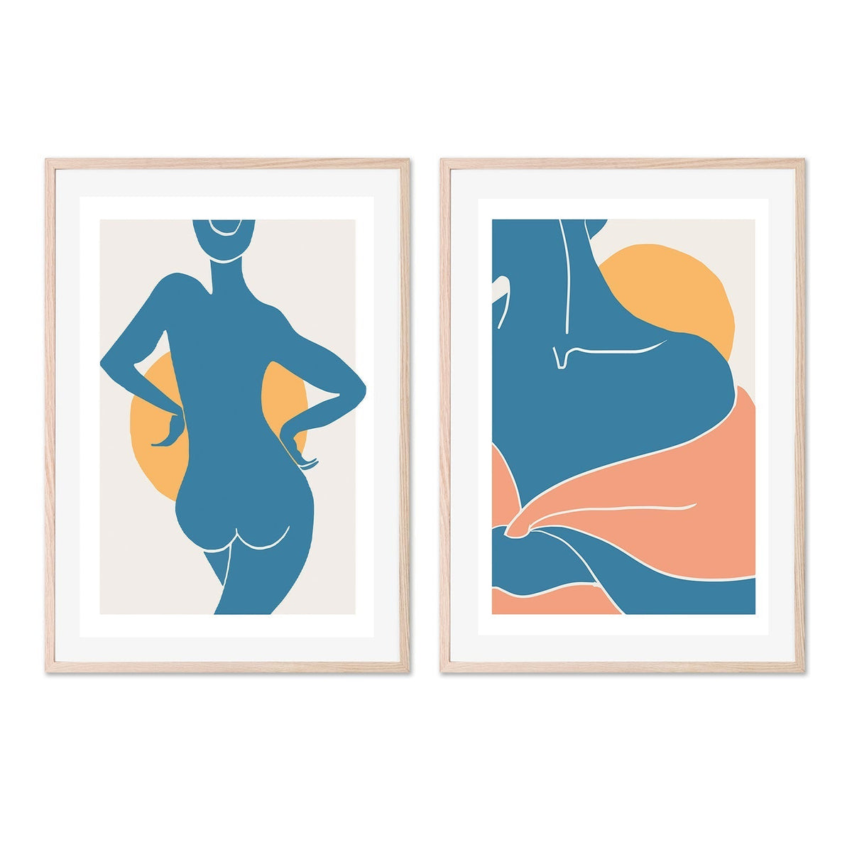 wall-art-print-canvas-poster-framed-Blue Divine Woman, Style A & B, Set Of 2-GIOIA-WALL-ART