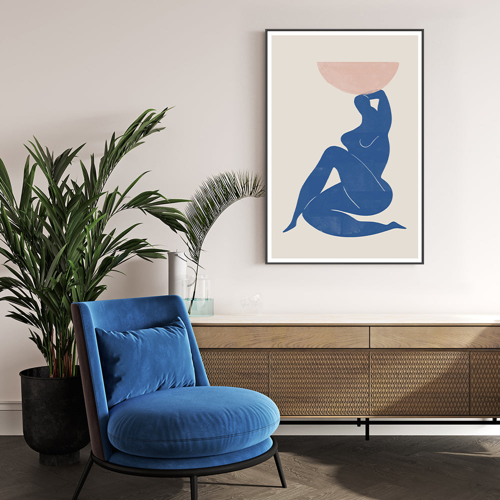 wall-art-print-canvas-poster-framed-Blue Divine Woman, Style C-GIOIA-WALL-ART