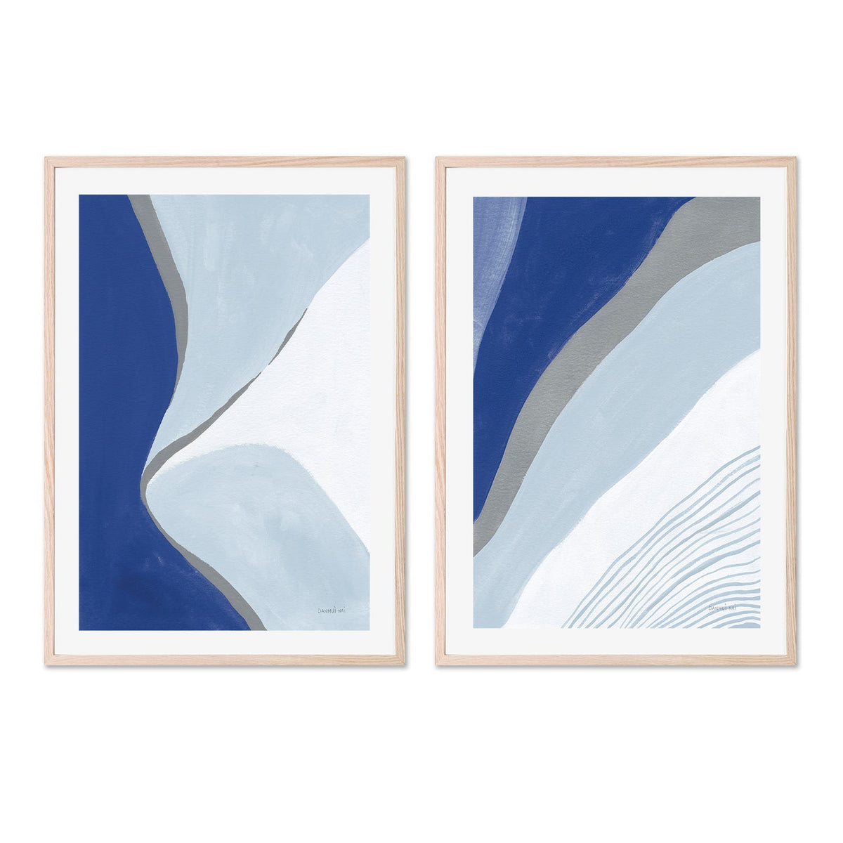 wall-art-print-canvas-poster-framed-Blue Electric, Style A & B, Set Of 2 , By Danhui Nai-GIOIA-WALL-ART