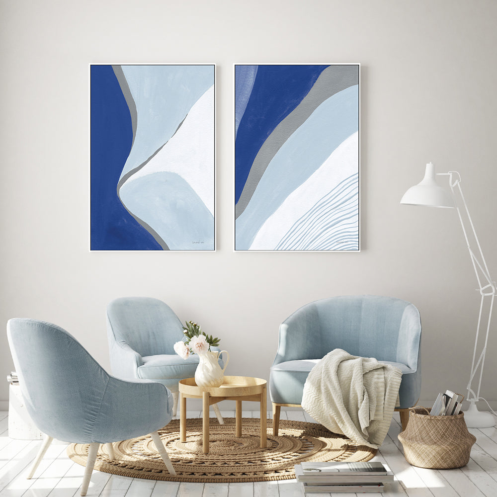 wall-art-print-canvas-poster-framed-Blue Electric, Style A & B, Set Of 2 , By Danhui Nai-GIOIA-WALL-ART