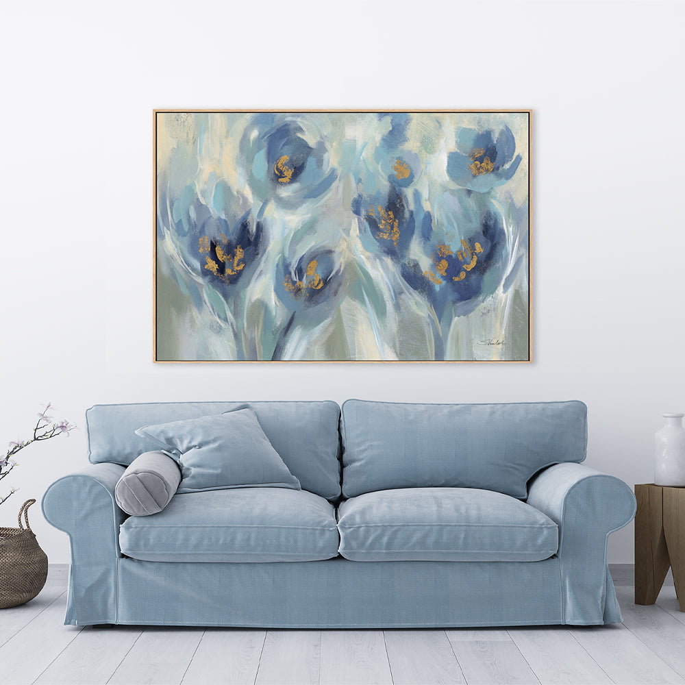 wall-art-print-canvas-poster-framed-Blue Fairy Tale Floral Light, Style C-by-Silvia Vassileva-Gioia Wall Art