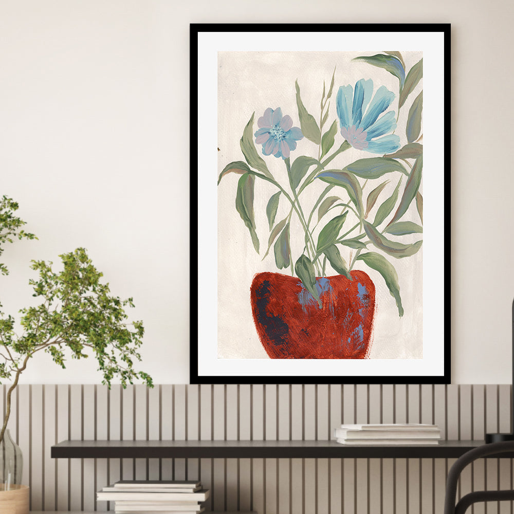 wall-art-print-canvas-poster-framed-Blue Flower Serenity , By Nikita Jariwala-GIOIA-WALL-ART