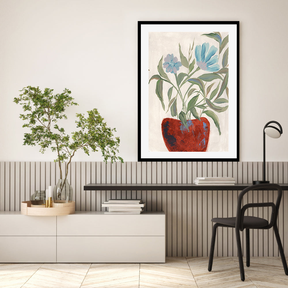 wall-art-print-canvas-poster-framed-Blue Flower Serenity , By Nikita Jariwala-GIOIA-WALL-ART