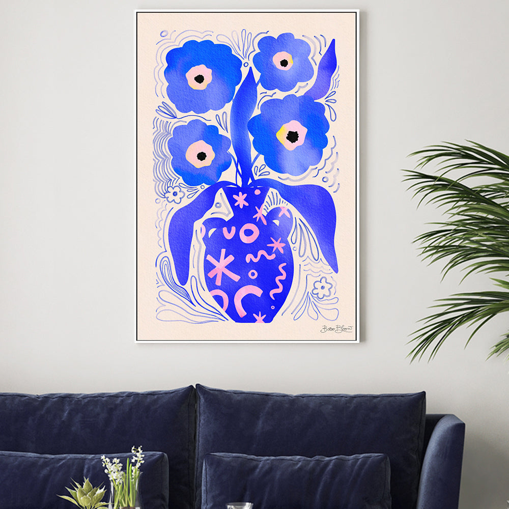 wall-art-print-canvas-poster-framed-Blue Flowers Matisse Homage-2
