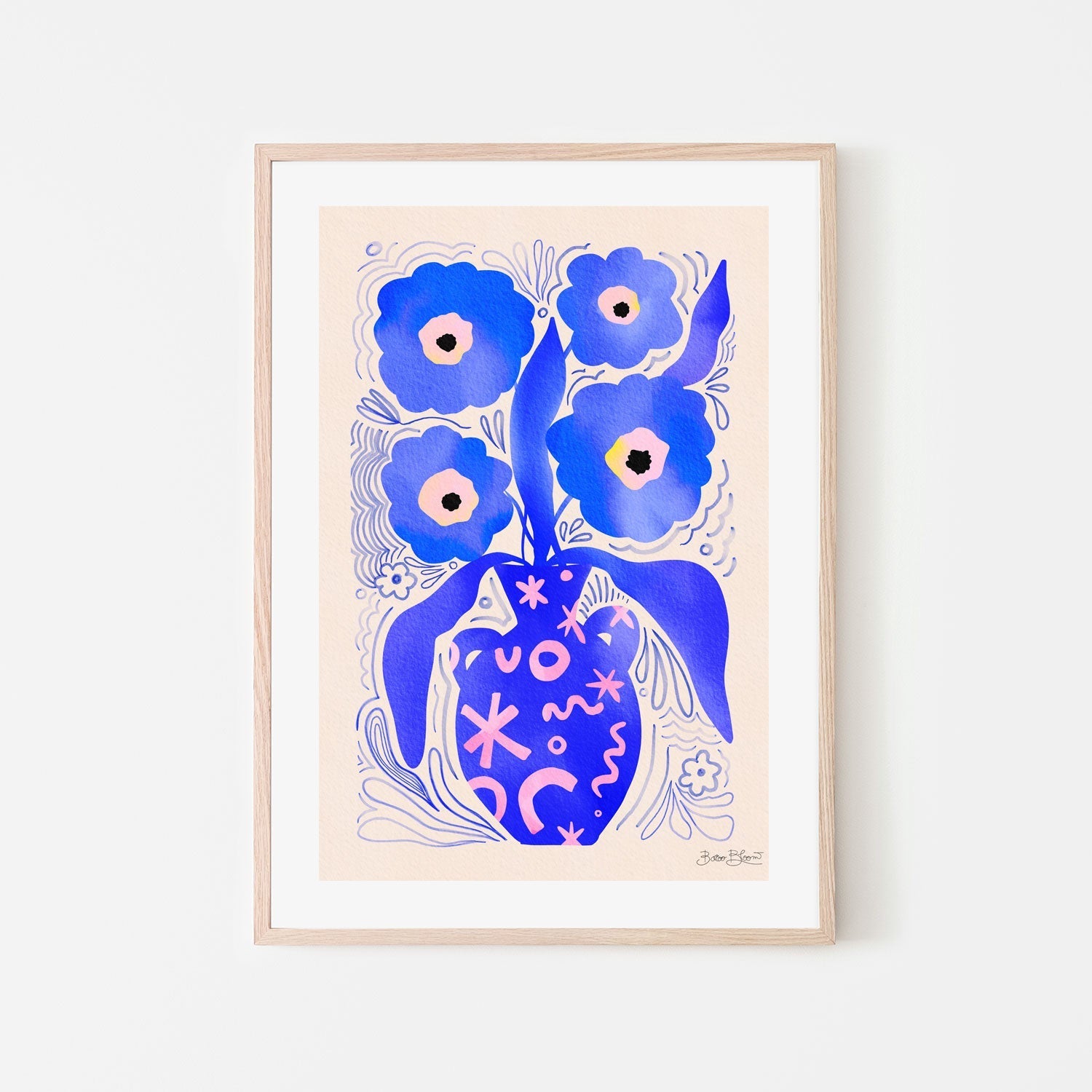 wall-art-print-canvas-poster-framed-Blue Flowers Matisse Homage-6