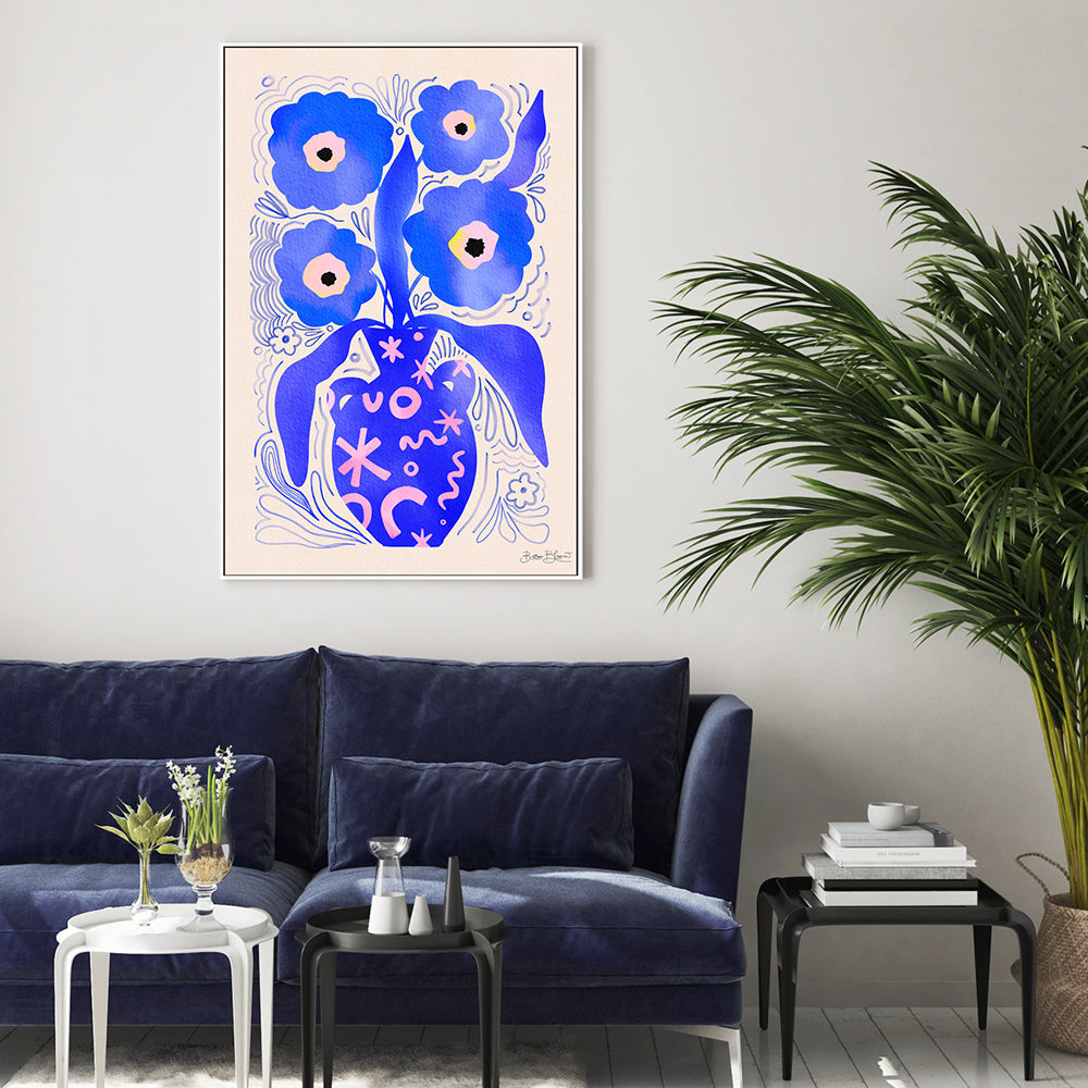 wall-art-print-canvas-poster-framed-Blue Flowers Matisse Homage-7