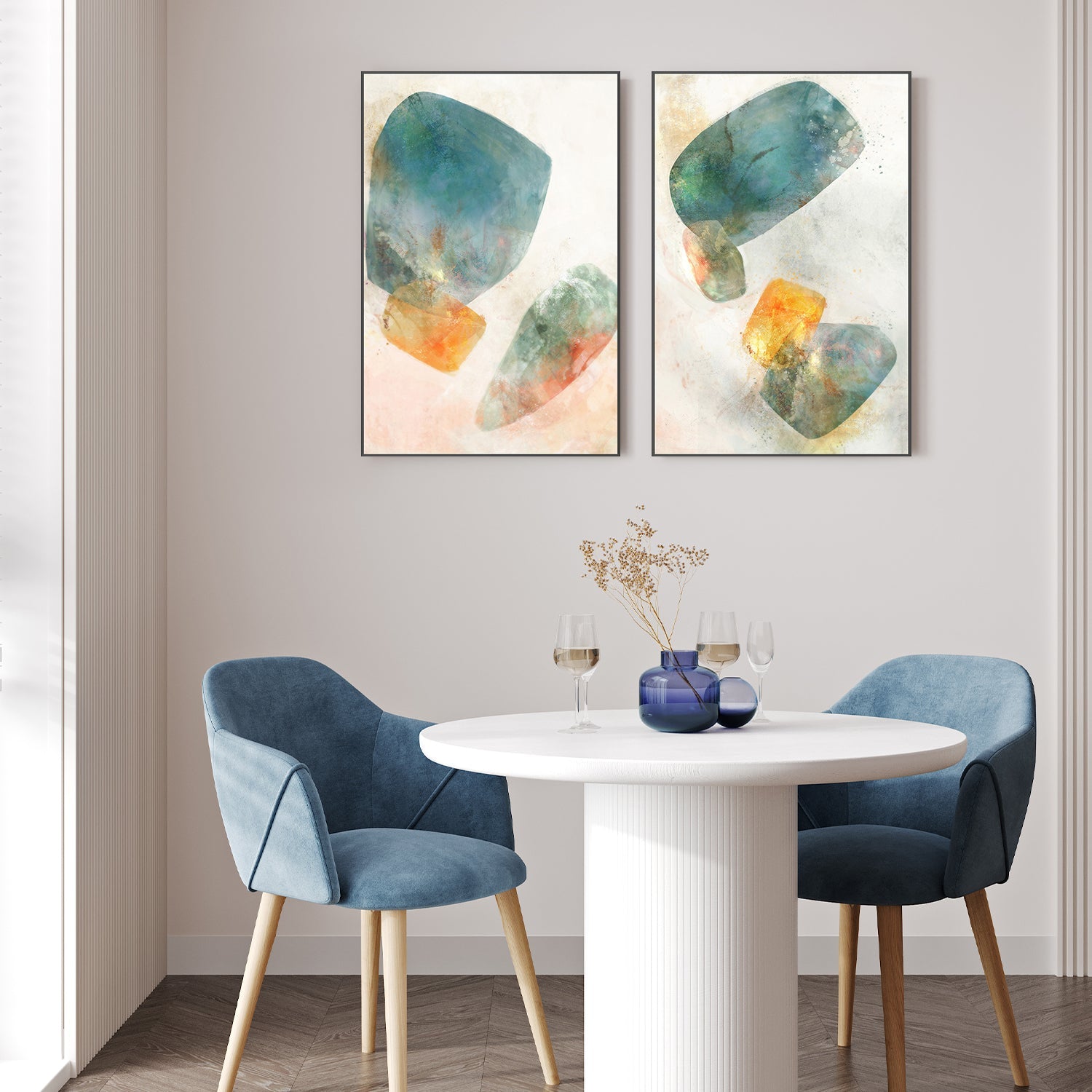wall-art-print-canvas-poster-framed-Blue Ink Rose, Style A & B, Set Of 2 , By Ken Roko-7