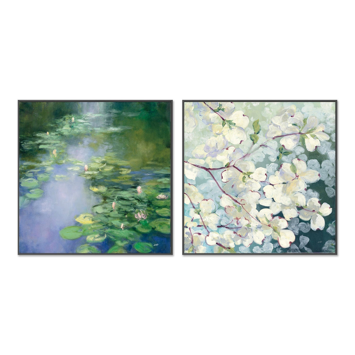 wall-art-print-canvas-poster-framed-Blue Lily & Magnolia Delight, Set of 2-by-Julia Purinton-Gioia Wall Art