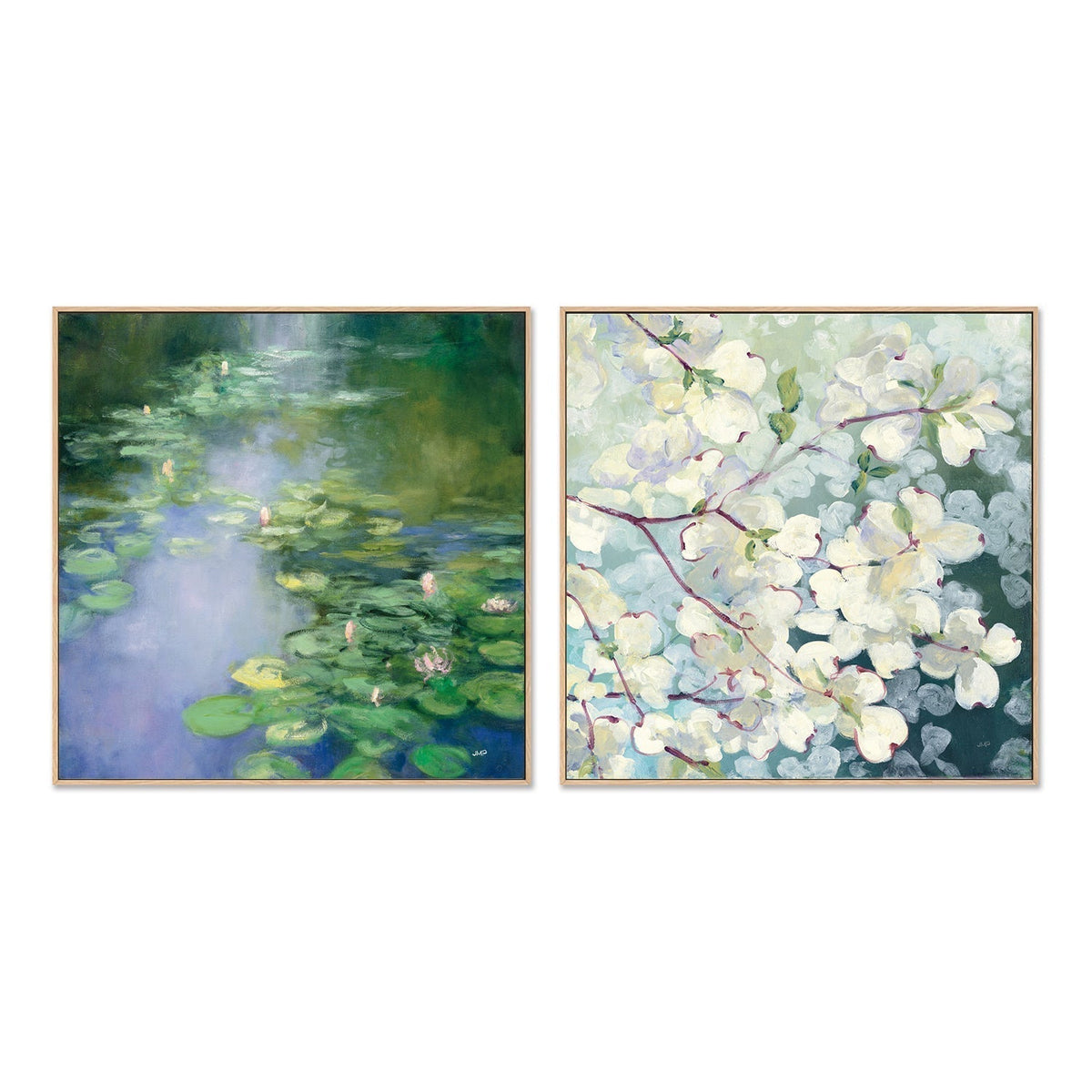 wall-art-print-canvas-poster-framed-Blue Lily & Magnolia Delight, Set of 2-by-Julia Purinton-Gioia Wall Art