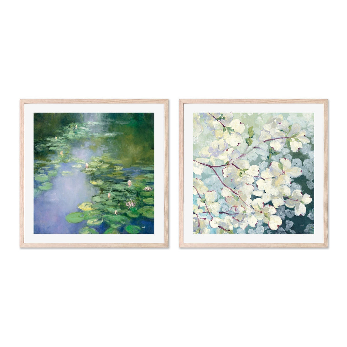 wall-art-print-canvas-poster-framed-Blue Lily & Magnolia Delight, Set of 2-by-Julia Purinton-Gioia Wall Art