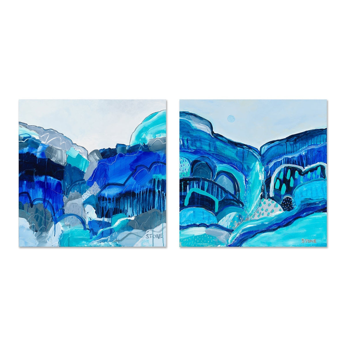 wall-art-print-canvas-poster-framed-Blue Lagoon, Style A & B, Set Of 2 , By Belinda Stone-GIOIA-WALL-ART