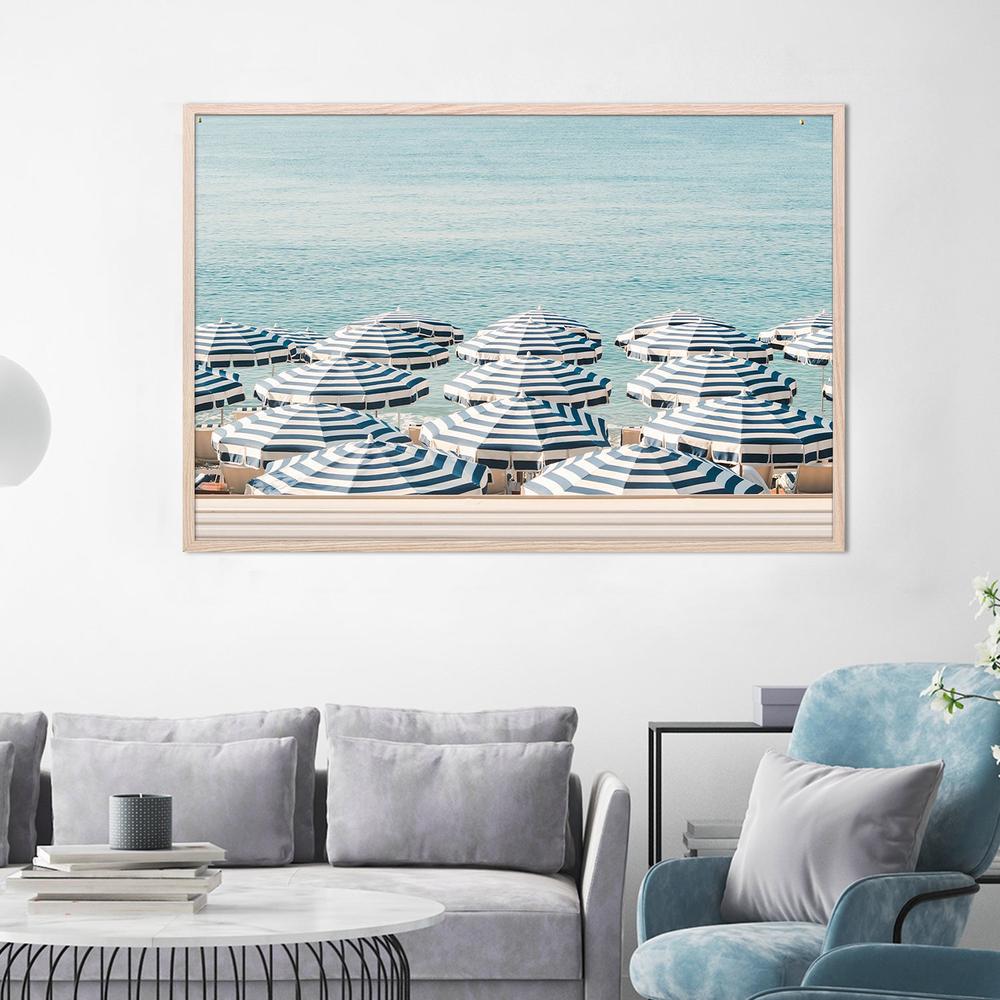 wall-art-print-canvas-poster-framed-Blue Striped Beach Umbrellas-7