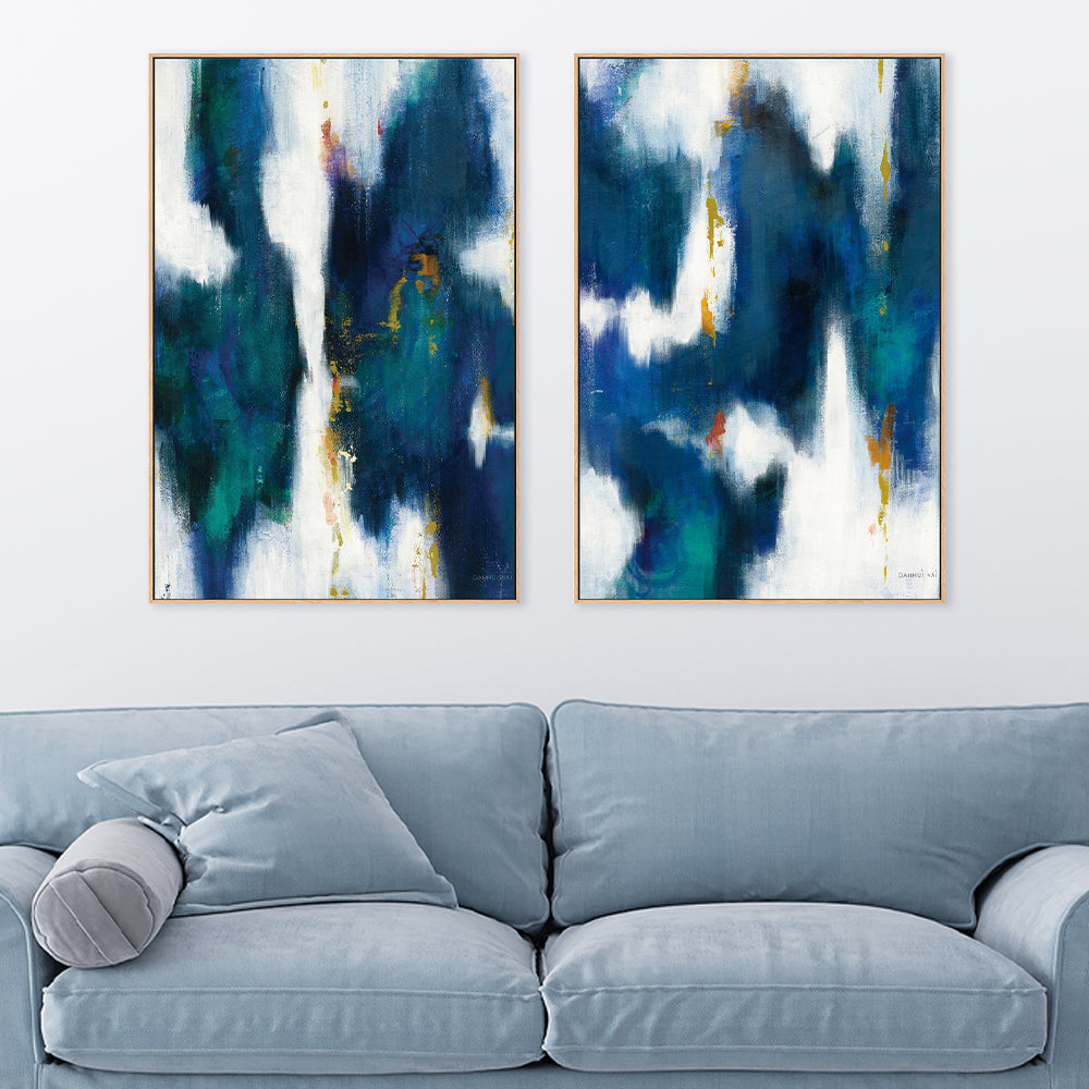 wall-art-print-canvas-poster-framed-Blue Texture, Set of 2-by-Danhui Nai-Gioia Wall Art