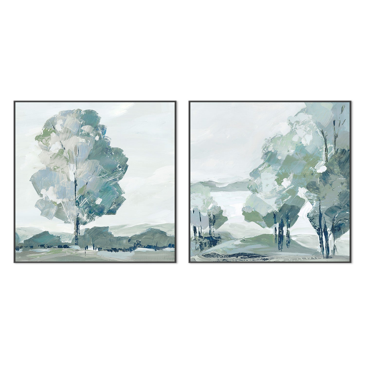 wall-art-print-canvas-poster-framed-Blue Tree Forest, Style A & B, Set Of 2 , By Leda Robertson-3