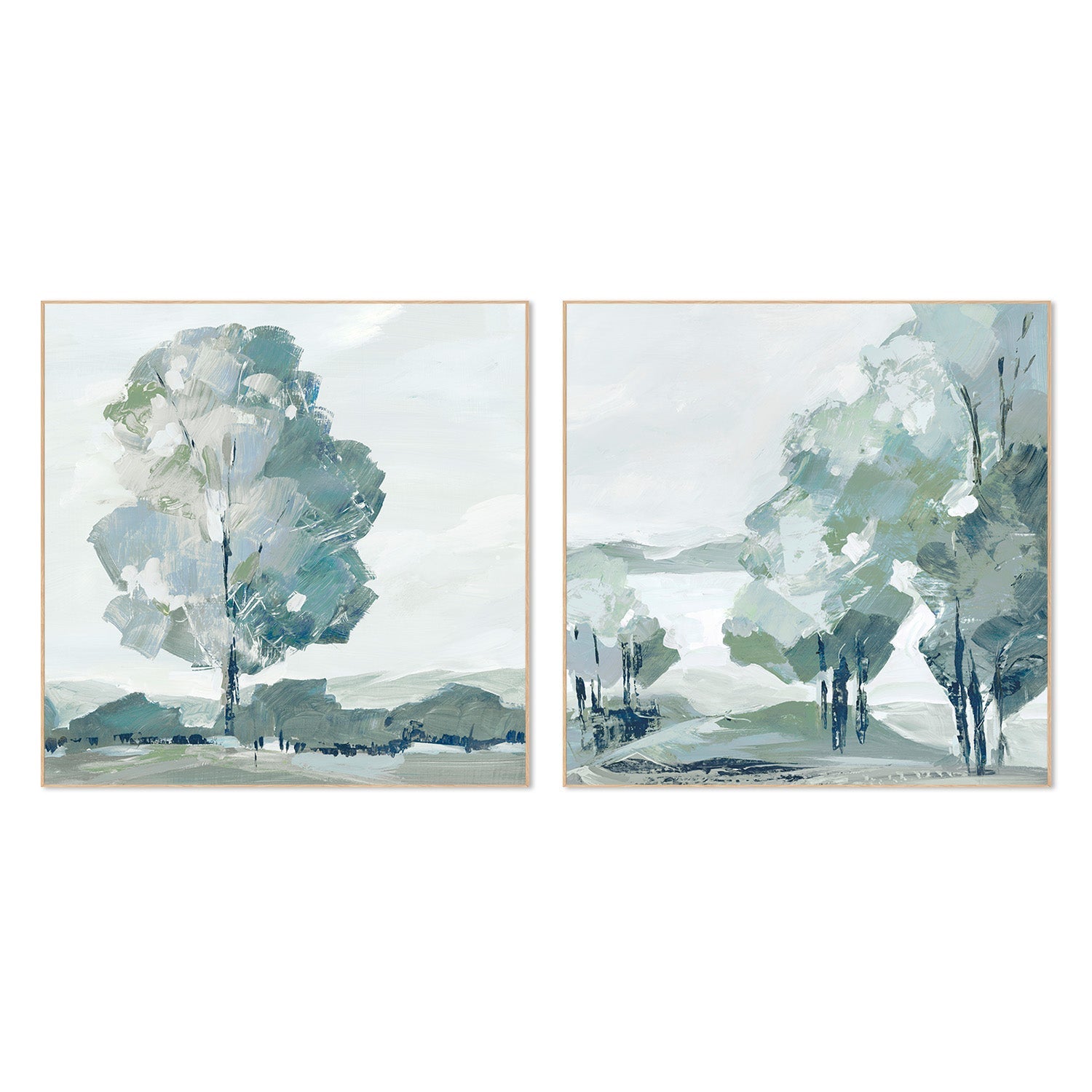 wall-art-print-canvas-poster-framed-Blue Tree Forest, Style A & B, Set Of 2 , By Leda Robertson-4