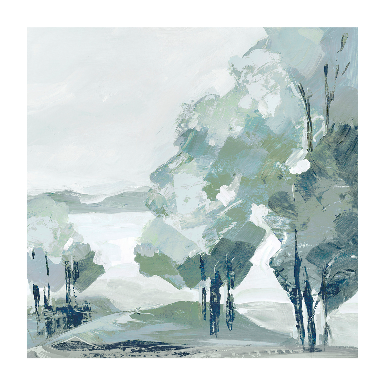 wall-art-print-canvas-poster-framed-Blue Tree Forest, Style B , By Leda Robertson-1