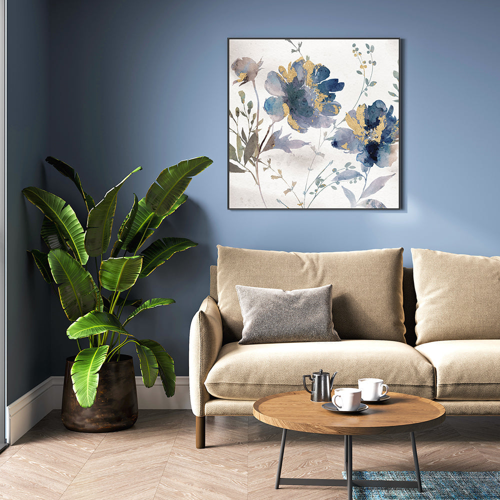 wall-art-print-canvas-poster-framed-Blue Watercolor Florals, Style A , By Nina Blue-7