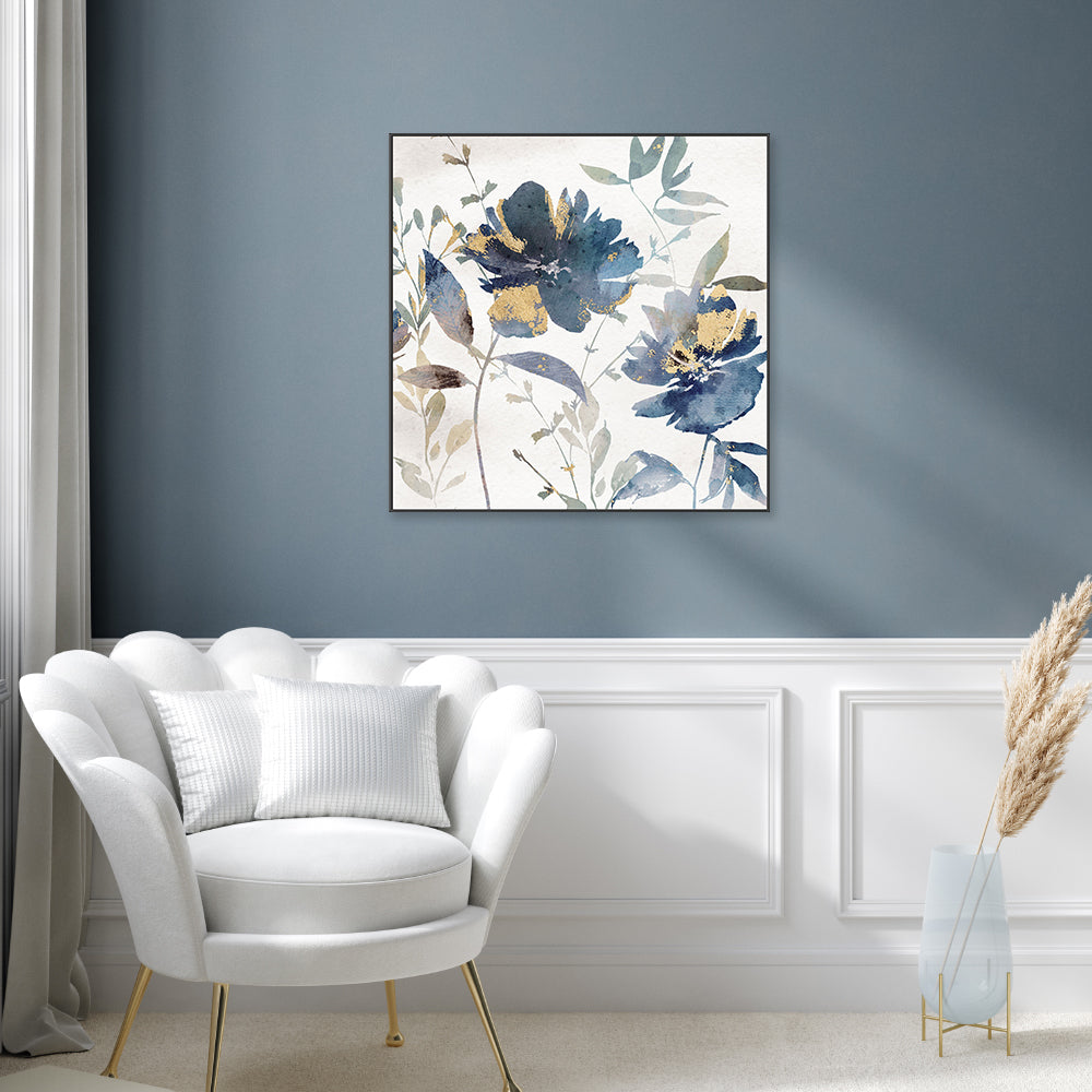 wall-art-print-canvas-poster-framed-Blue Watercolor Florals, Style B , By Nina Blue-7