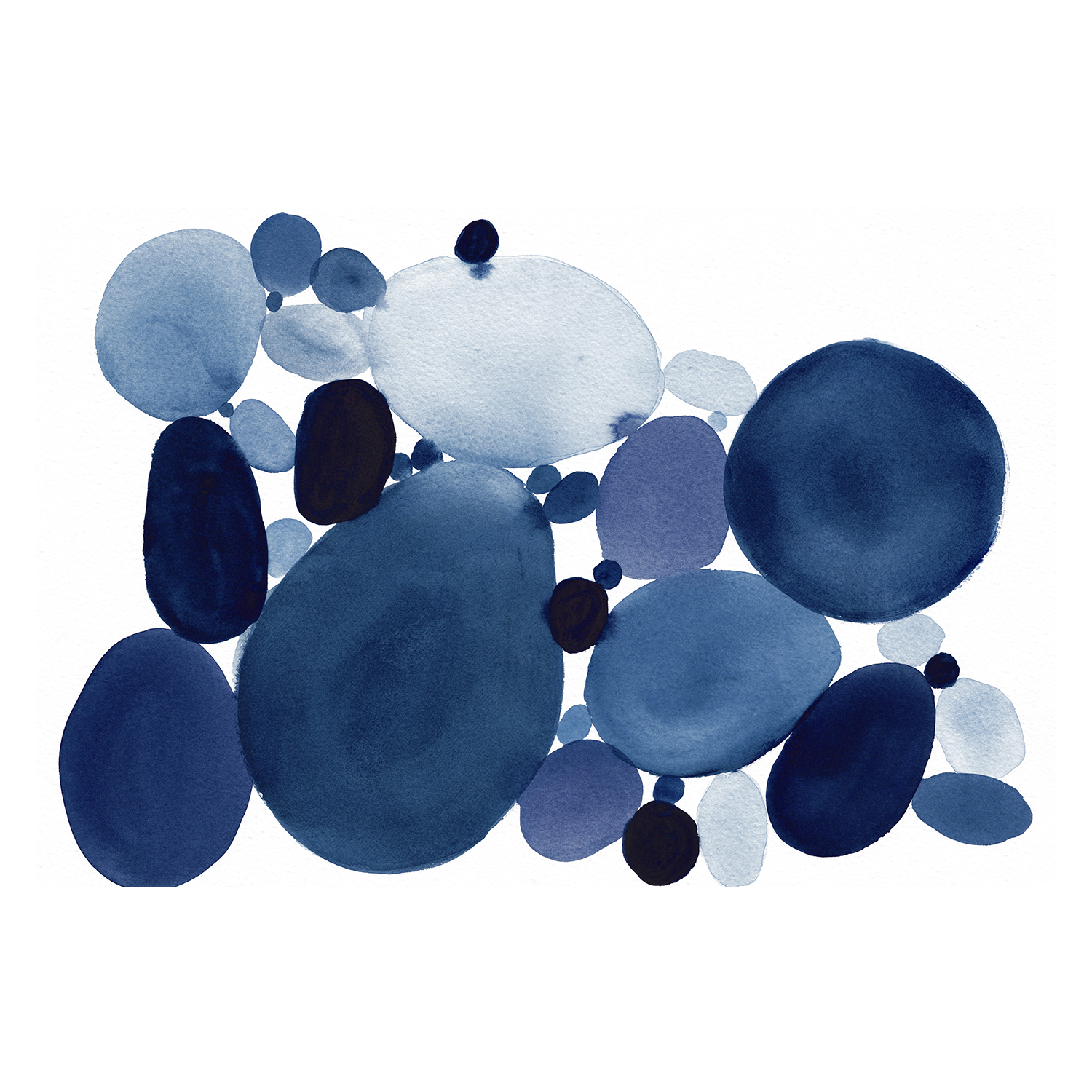 wall-art-print-canvas-poster-framed-Blue Watercolor Stones, Style B , By Danushka Abeygoda-1