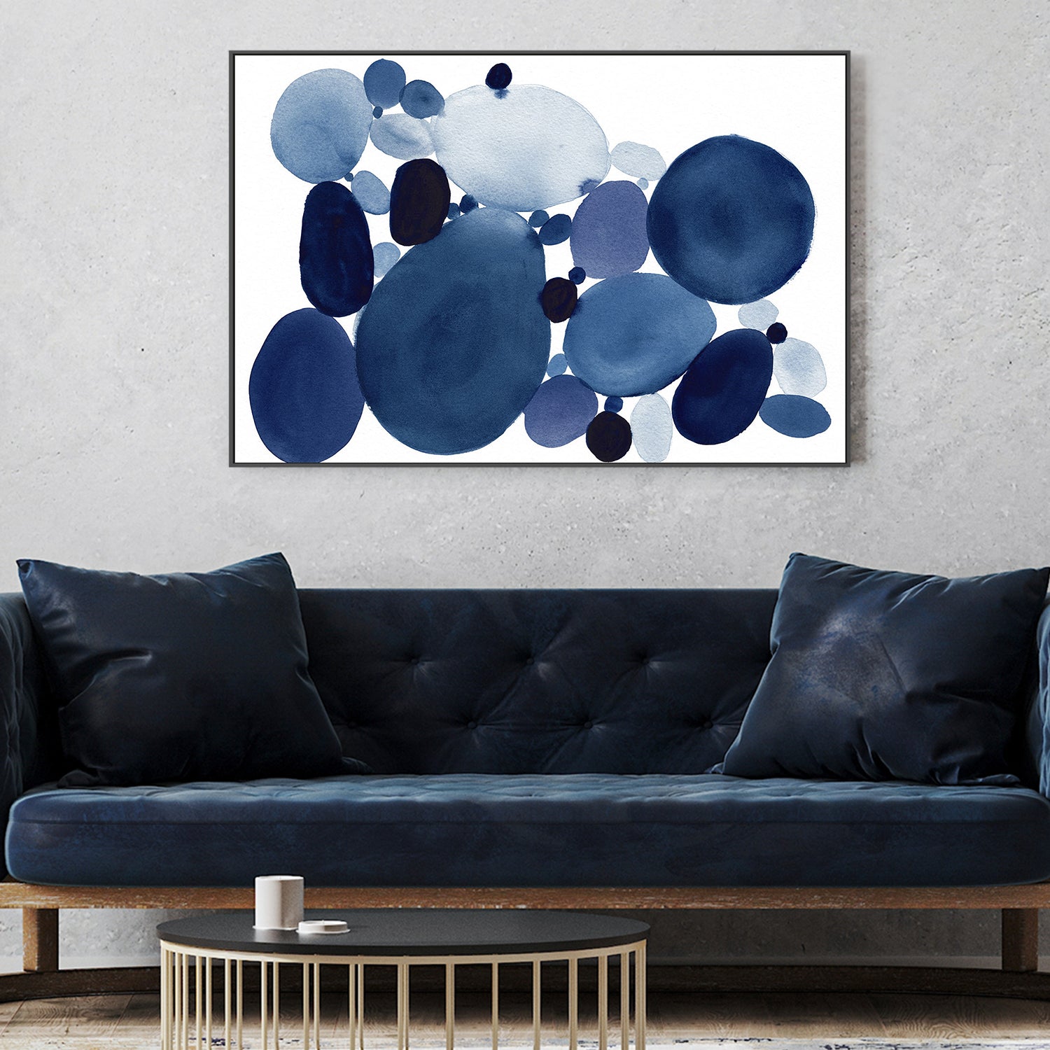 wall-art-print-canvas-poster-framed-Blue Watercolor Stones, Style B , By Danushka Abeygoda-2