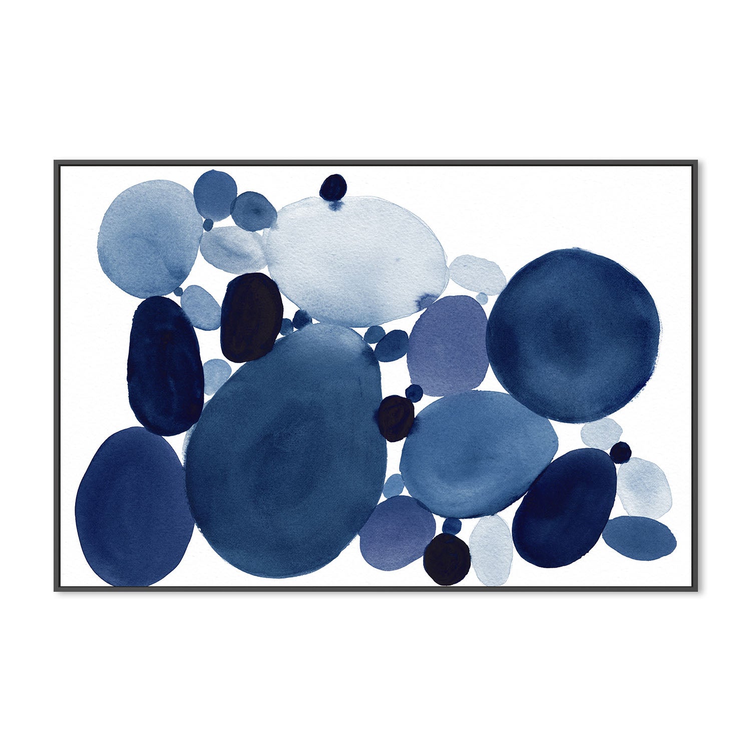 wall-art-print-canvas-poster-framed-Blue Watercolor Stones, Style B , By Danushka Abeygoda-3