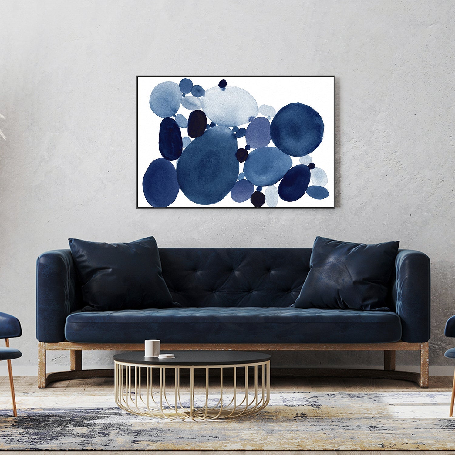 wall-art-print-canvas-poster-framed-Blue Watercolor Stones, Style B , By Danushka Abeygoda-7