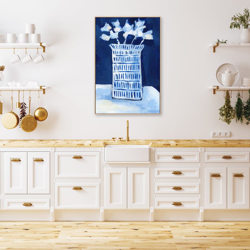 wall-art-print-canvas-poster-framed-Blue & White Florals , Style D, By Jetty Home , By Jetty Home-2