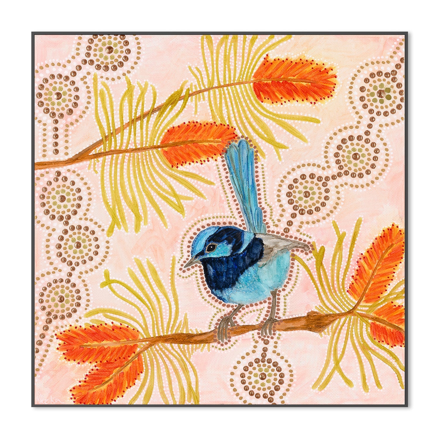 wall-art-print-canvas-poster-framed-Blue Wren-3