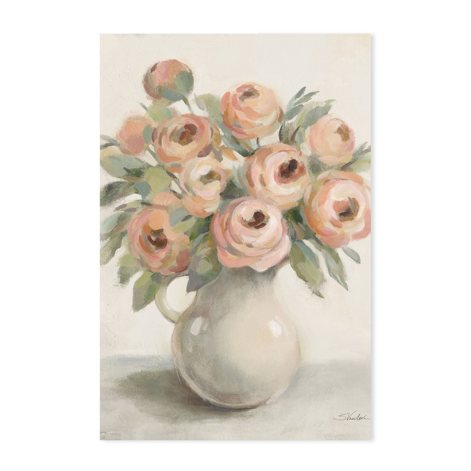wall-art-print-canvas-poster-framed-Blush Flowers in a Jug-by-Silvia Vassileva-Gioia Wall Art