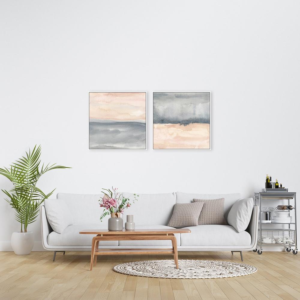 wall-art-print-canvas-poster-framed-Blush Geometric Haze, Set Of 2-by-Emily Wood-Gioia Wall Art