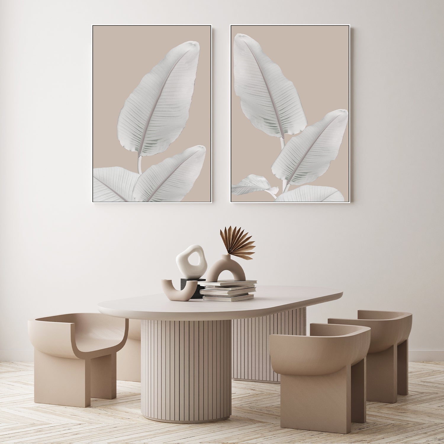 wall-art-print-canvas-poster-framed-Blush Paradise, Style A & B, Set Of 2 , By Danny Singh-7