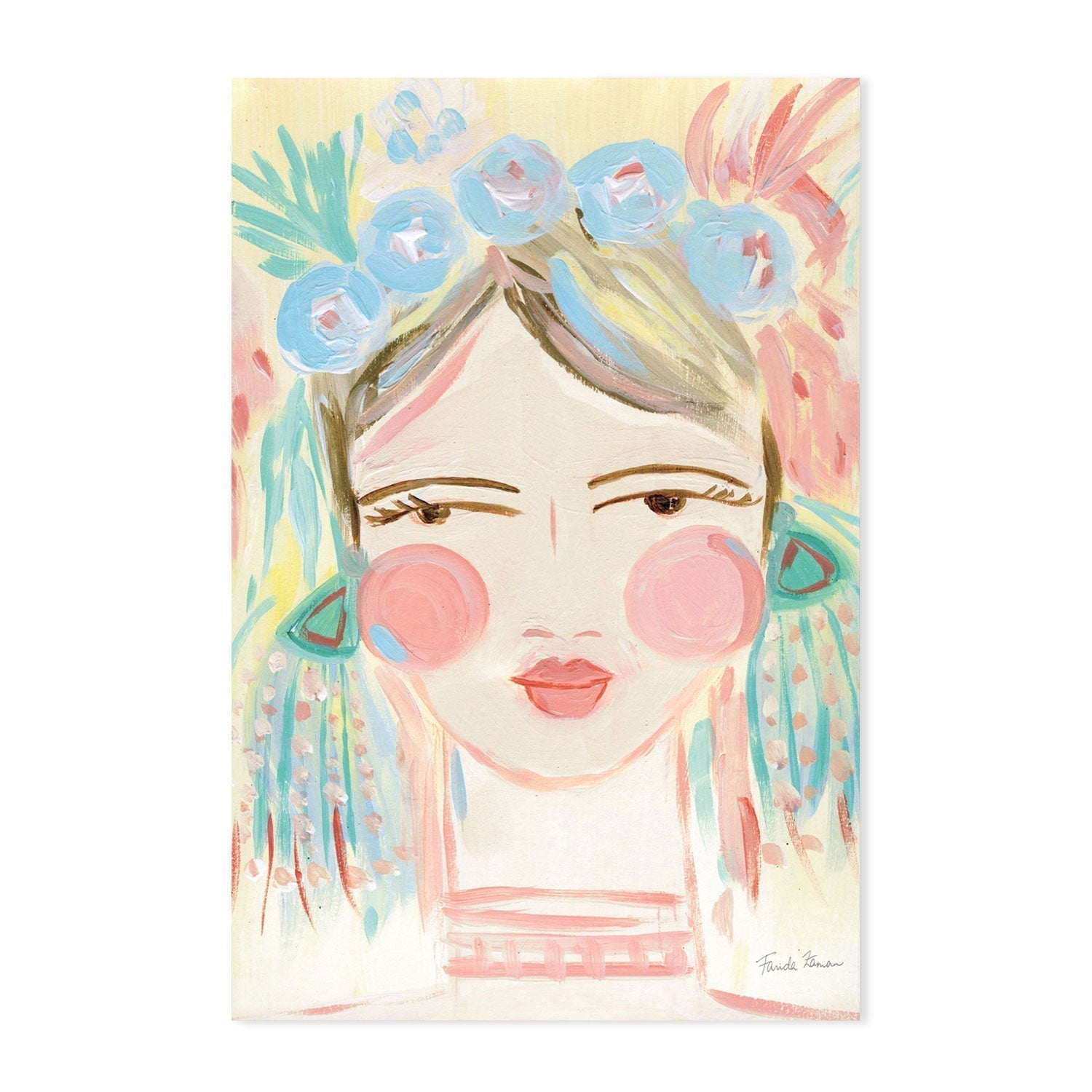 wall-art-print-canvas-poster-framed-Blushing Face & Bouquet, Set Of 2-by-Farida Zaman-Gioia Wall Art